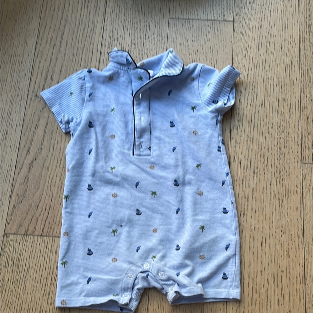 Blue Baby Romper with Nautical Print